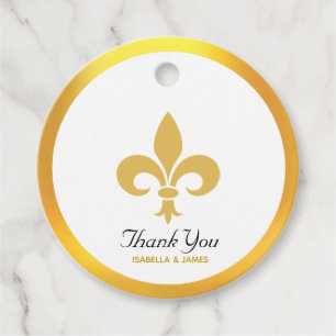 Elegant Fleur de Lis on Black Thank You Wedding Favor Tags