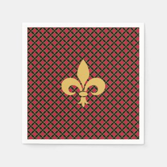 Elegant Fleur-de-lis or Lily Flower on Black & Red