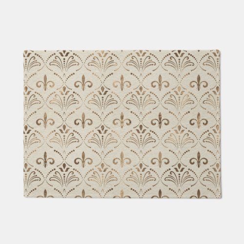Elegant Fleur_de_lis pattern _ pastel gold Doormat