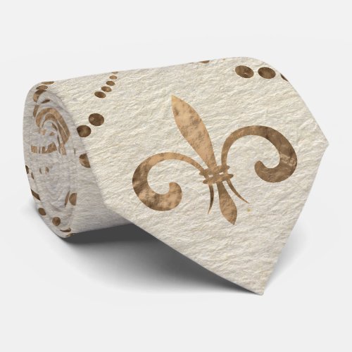 Elegant Fleur_de_lis pattern _ pastel gold Neck Tie