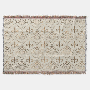 Elegant Fleur-de-lis pattern - pastel gold Throw Blanket