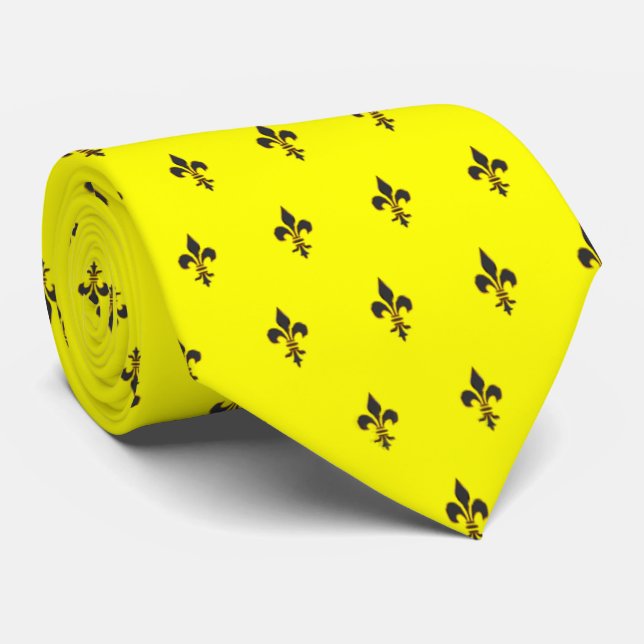 Elegant Fleur-de-lis...Tie...Yellow. Neck Tie (Rolled)