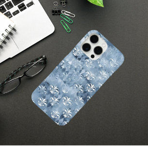 Elegant Fleur-de-Lis - Vintage Blue French iPhone 16 Pro Max Case