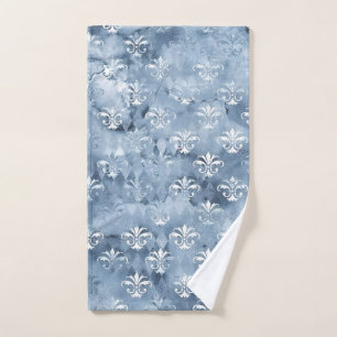 Elegant Fleur-de-Lis - Vintage Blue French Hand Towel