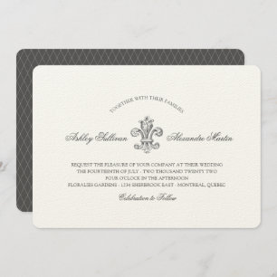 Elegant Fleur de Lis Wedding and RSVP 2 Invitation