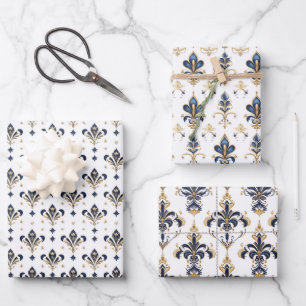 Elegant Fleur-de-Lis Wrapping Paper Set