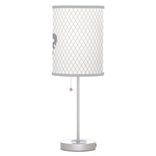 Elegant Fleur de Lys in Grey and White Table Lamp (Right)
