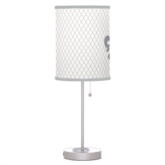 Elegant Fleur de Lys in Grey and White Table Lamp (Left)