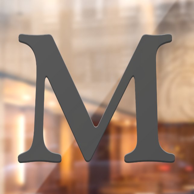 Elegant Floating Dark Grey Custom Monogram Initial Window Cling (Sheet 2)