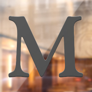 Elegant Floating Dark Grey Custom Monogram Letter Window Cling