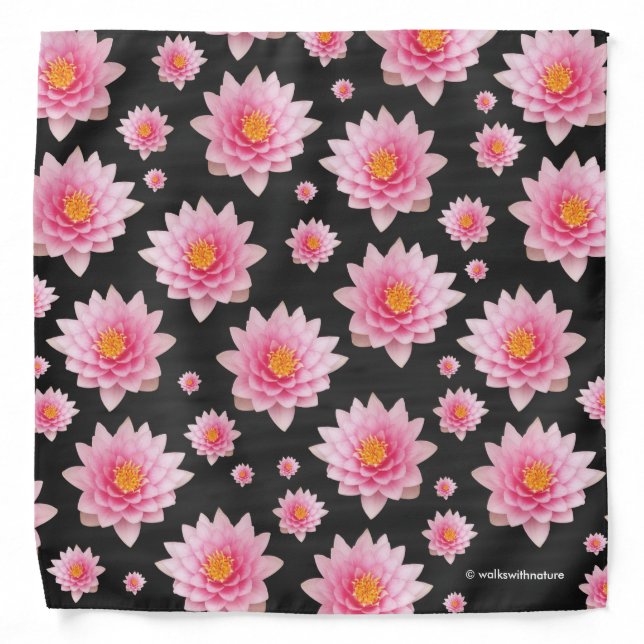 Elegant Floating Pink Lotus Flowers Bandana (Front)