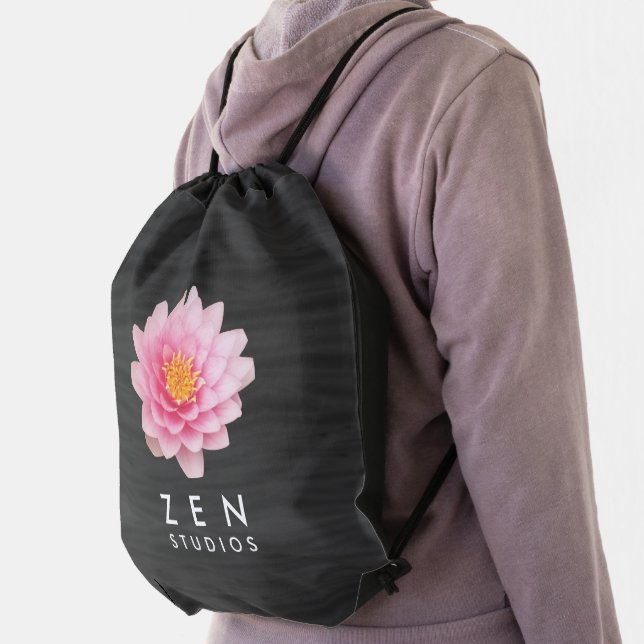 Elegant Floating Pink Lotus Flowers Drawstring Bag (Insitu)