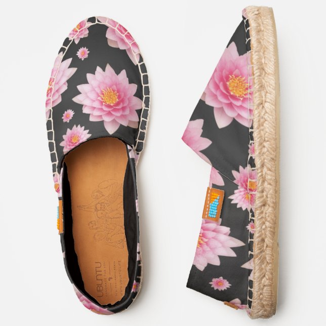 Elegant Floating Pink Lotus Flowers Espadrilles (Side)
