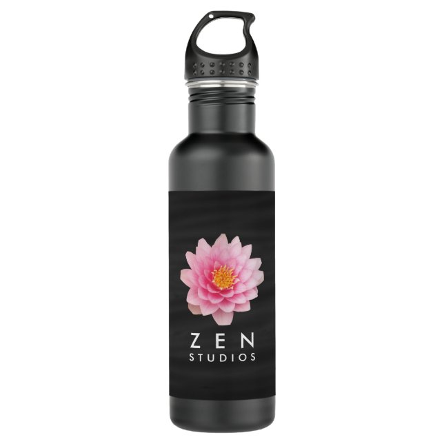 Elegant Floating Pink Lotus Flowers Stainless Steel Water Bottle (Front)