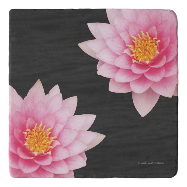 Elegant Floating Pink Lotus Flowers Trivet (Front)