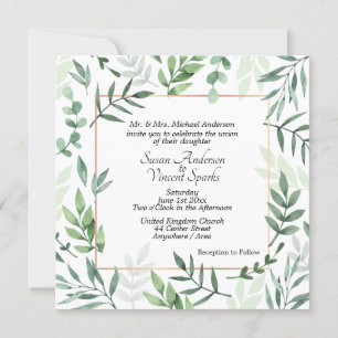 Elegant Flora and Fauna Frame Wedding Invitations