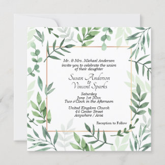 Elegant Flora and Fauna Frame Wedding Invitations