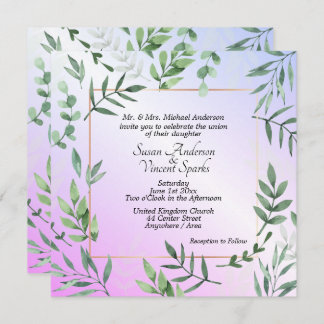 Elegant Flora and Fauna Lavender Wedding Invitation