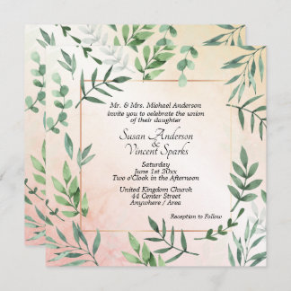 Elegant Flora and Fauna Touch of Peach Wedding Invitation