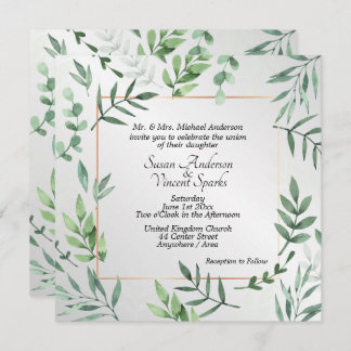 Elegant Flora and Fauna Touch of Silver Wedding Invitation