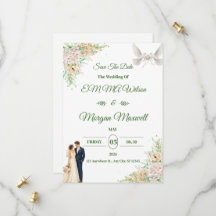 Elegant Flora Save The Date Wedding Invitation