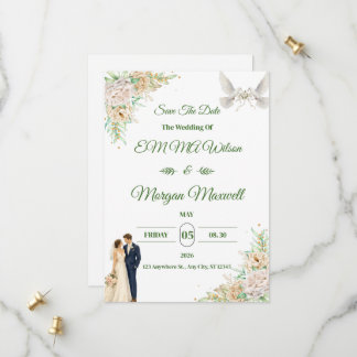 Elegant Flora Save The Date Wedding Invitation