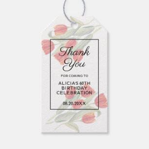 Elegant Flora Spring Red Tulip 60th Birthday Gift Tags
