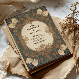 Elegant Flora Vintage Art Nouveau Wedding Invitation
