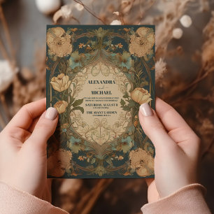Elegant Flora Vintage Art Nouveau Wedding Invitation