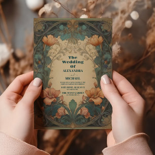 Elegant Flora Vintage Art Nouveau Wedding Invitation