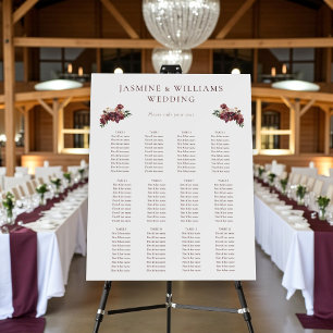 Elegant Floral 12 table Wedding Seating Chart Foam Board