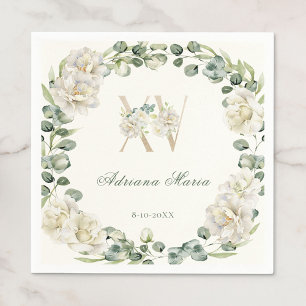 Elegant Floral 15th Birthday Quinceanera Napkins
