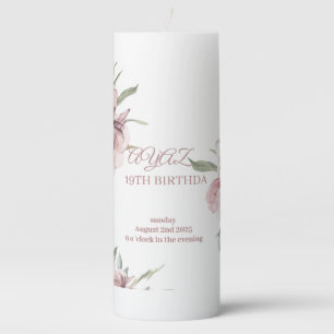 Elegant Floral 18th Birthday Invitation Card Pillar Candle
