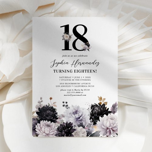 Elegant Floral 18th Birthday Party Invitation