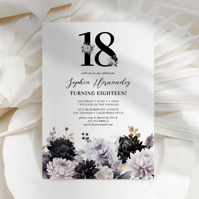 Elegant Floral 18th Birthday Party Invitation (Creator Uploaded)