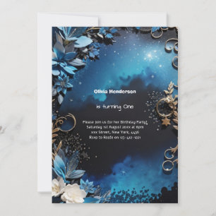 Elegant Floral 1st Birthday Invitation