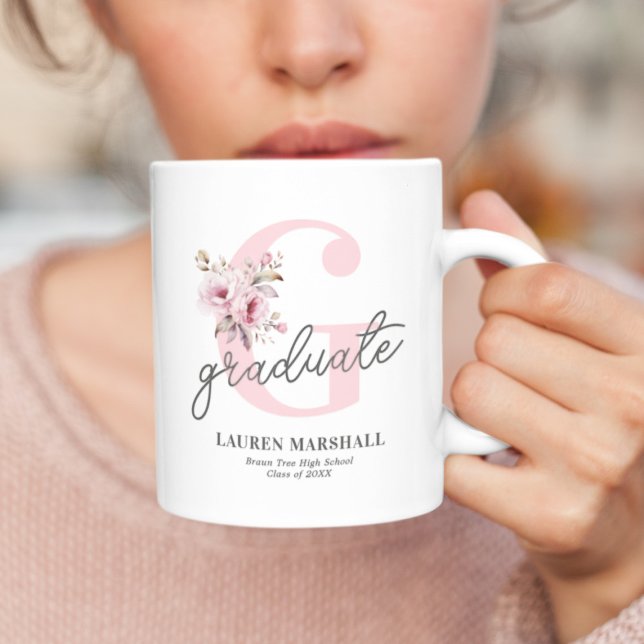 Elegant Floral 2026 Photo Graduation Coffee Mug (Creator Uploaded)