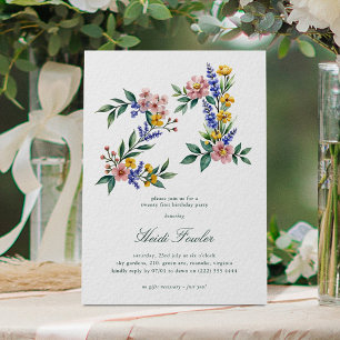 Elegant Floral 21' Botanical 21st Birthday Invitation