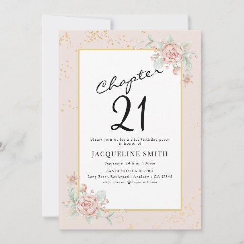 Elegant Floral 21st birthday Invitation
