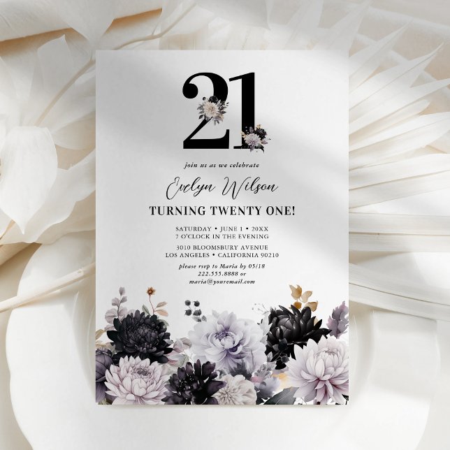 Elegant Floral 21st Birthday Party Invitation (Creator Uploaded)