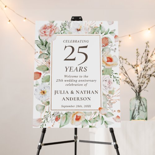 Elegant Floral 25th Wedding Anniversary Welcome