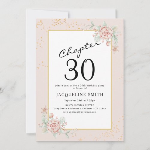 Elegant Floral 30th birthday Invitation