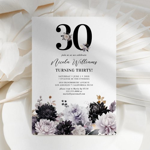 Elegant Floral 30th Birthday Party Invitation