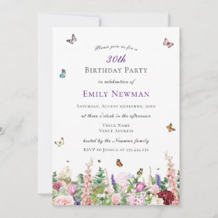 Elegant Floral 30th Birthday Party Invitation