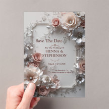Elegant Floral 3D Save the Date Invitation