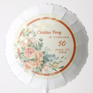 Elegant Floral 50th Birthday Balloon