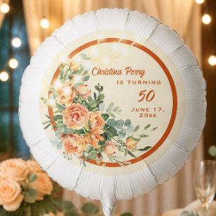 Elegant Floral 50th Birthday Balloon