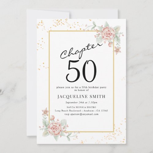 Elegant Floral 50th birthday Invitation