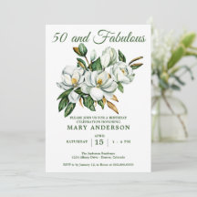 Elegant Floral 50th Birthday Invitation