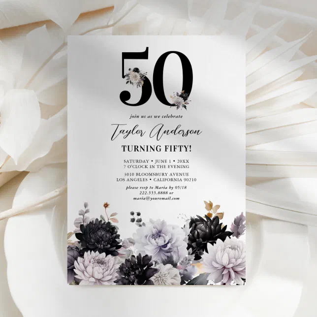 Elegant Floral 50th Birthday Party Invitation Zazzle